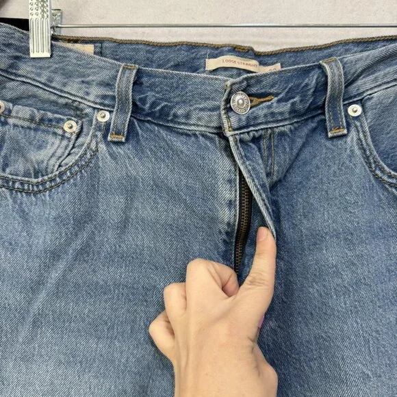 Levis Premium Loose Straight Jeans Mens 29x30 Blue Denim Waterless Relaxed Fit - Picture 4 of 15